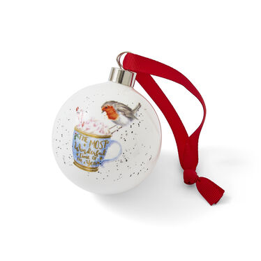 Wrendale Designs Cup of Cheer Bauble, Robin Wrendale Designs Cup of Cheer Bauble, Robin